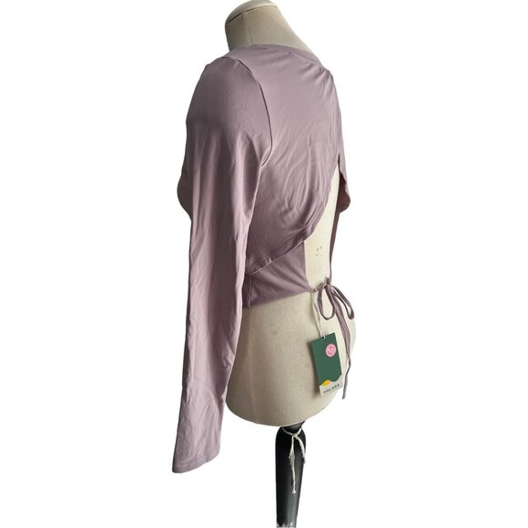 Halara Backless Cut Out Tie Back Long Sleeve Workout Shirt Round Neck Sz Large W - Picture 8 of 12